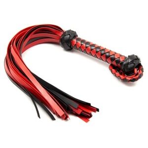 Flogger Paddle Whip Red Black Braided‎ Leather Toy